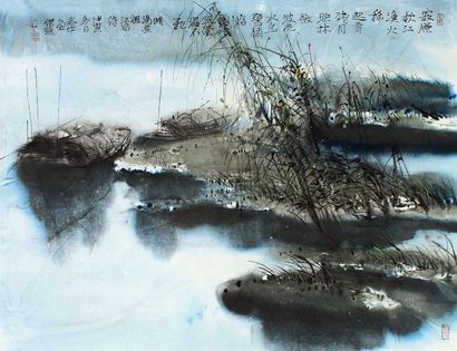 张志中 1998年作 寂历秋江渔火稀 镜片
