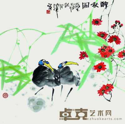 沈伟 醉秋图 68*68cm 约:4.16平尺