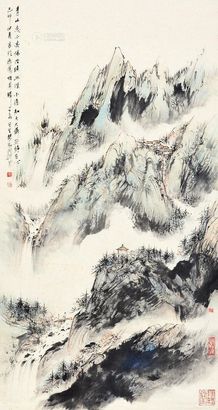 裴家同 山水 镜片