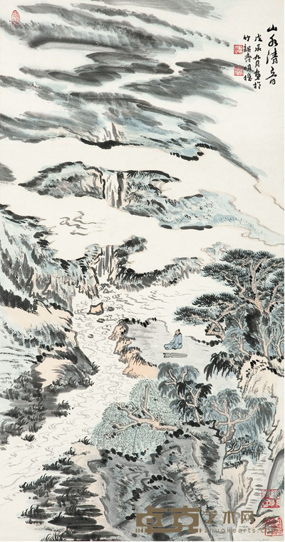 沈明权 山水 89×47cm