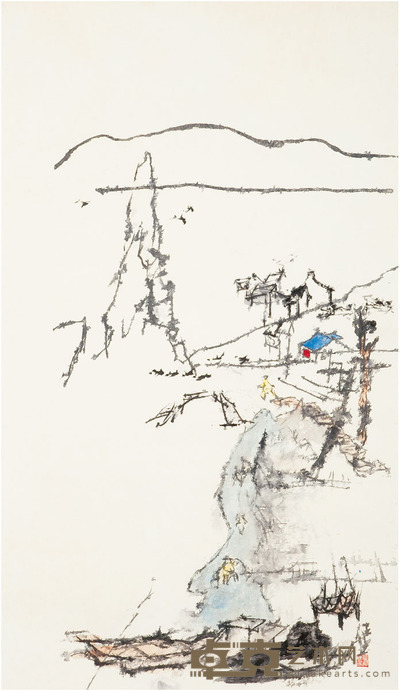 严健民 山水 99cm×57cm