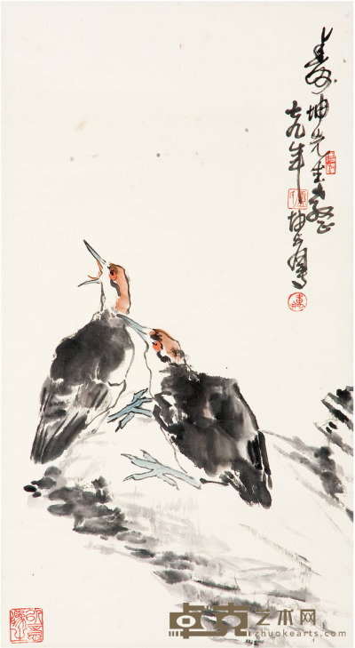 卢坤峰 花鸟 68.5cm×37.5cm
