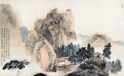 江兆申 1989年作 林壑幽居 镜心