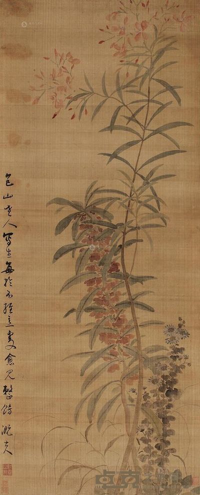 朱本 秋意图 镜片 128×52cm