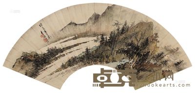 李研山 山水 扇面 19×58cm