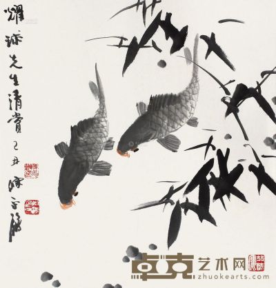 陈永锵 2009年作 鱼乐图 镜片 67×67cm