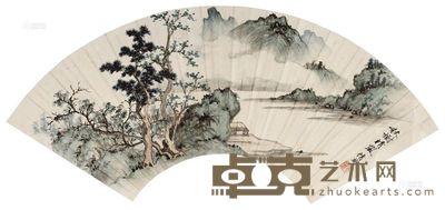 吴湖帆 秋树晴岚 扇面 18×52cm