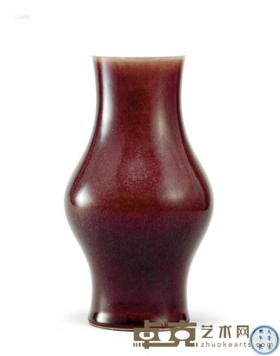清康熙 红釉橄榄瓶 高17.9cm