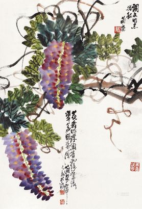 曹简楼 紫藤 立轴