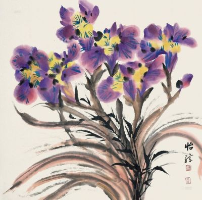 郭怡孮 1999年作 花卉 立轴