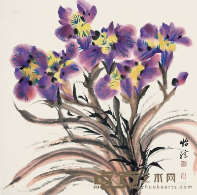 郭怡孮 1999年作 花卉 立轴 66×66cm