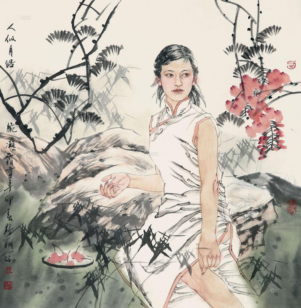 王野翔 1991年作 皓腕凝霜雪 镜心 66×65cm