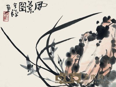 李苦禅 凮叶图 镜心 35×46cm