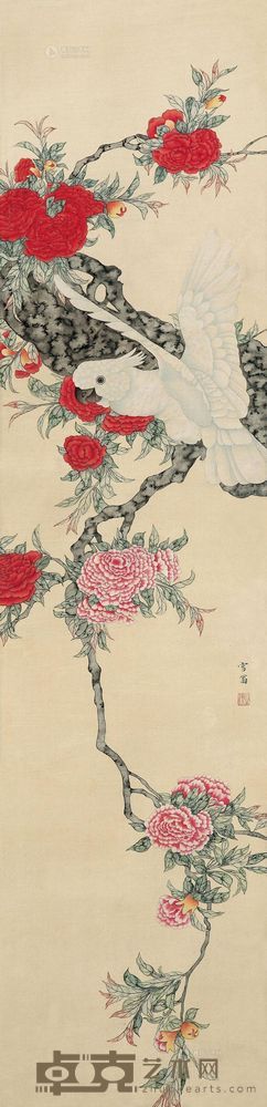 陈之佛 花鸟 立轴 123×30cm