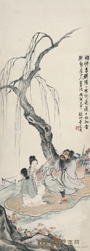 金健吾 1938年作 知音图 立轴 115×42cm
