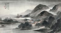吴石僊 1910年作 雨景山水 立轴
