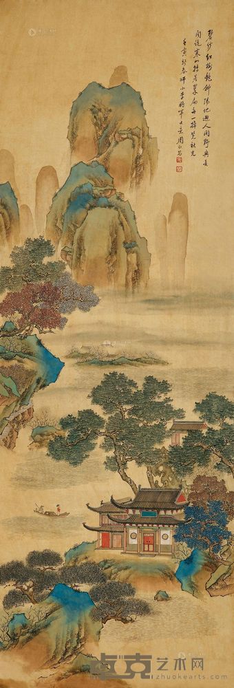 周白昌 碧纱红楼 立轴 105×36cm