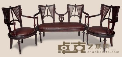 民国 红木欧式椅 （3件） 127×15×83cm 63×52×88cm