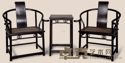现代 梓檀明式圈椅 （3件） 65×51×102cm 45×45×76cm