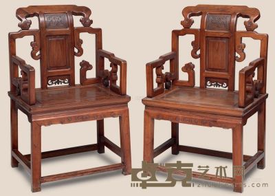 榉木扶手椅 （2件） 58×43×91cm