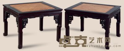 现代 梓檀禅凳 （2件） 65×50×65cm