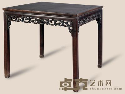 清 红木雕草龙方桌 92×92×87cm