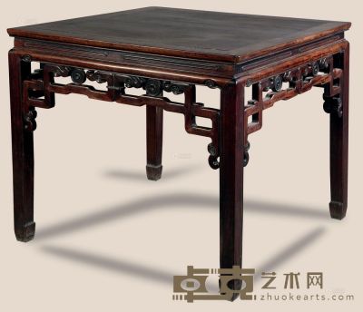 清 红木雕草龙方桌 96×96×83cm