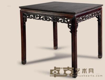 清 红木雕草花方桌 89×89×86cm