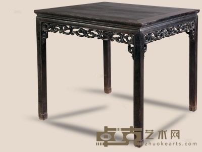 清 红木雕草花方桌 92×92×87cm