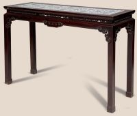 现代 红木嵌瓷板条桌
