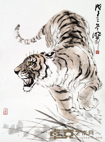 周明安 老虎 59X42cm