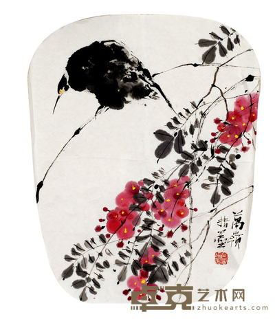 万岭 花鸟 团扇