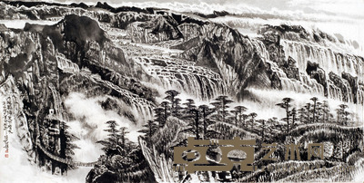 张幼矩 山水 68X134cm