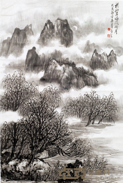 吴一峰 山水 67X45cm