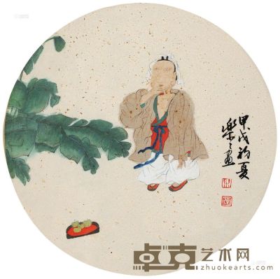 徐乐乐 甲戌（1994）年作 高士图 镜框 直径33cm