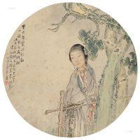 钱慧安 戊申（1908）年作 梧桐树下 立轴