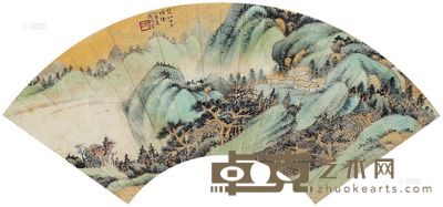 应野平 乙酉（1945）年作 幽山人家 镜框 14×40cm