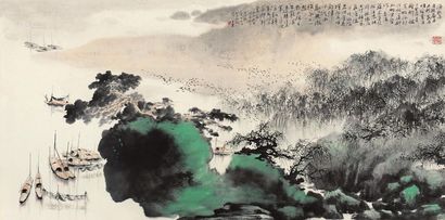 郑百重 庚午（1990）年作 渔歌 镜片