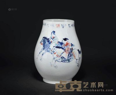 贺成 唐人马球图2010花瓶 高34cm