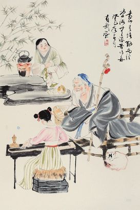 徐有武 学琴图 镜片