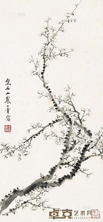 丁士青 墨梅 镜心 68×32cm