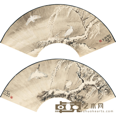 孙其峰 雪景寒鹭（扇面） 17×53 cm