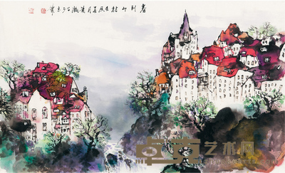 萧汉 春到山村 41×67 cm