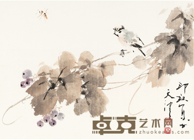 萧朗 花鸟 33×46 cm