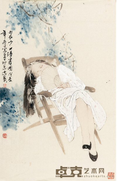 何家英 白衣少女 68×45 cm