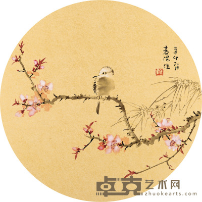 霍春阳 红梅小鸟（圆光） 直径：44 cm