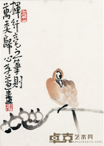 李孝萱 荷花小鸟 42×30 cm