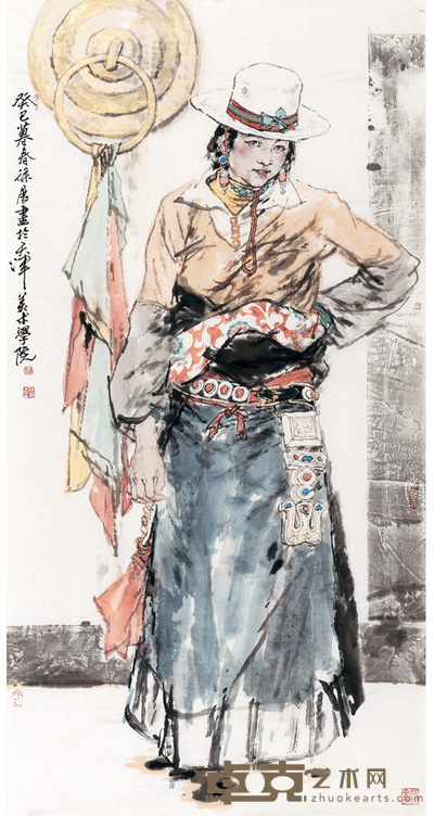 徐展 藏族人物 134×69 cm