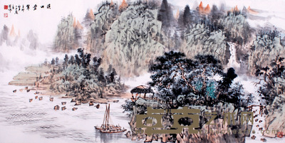 张佩 溪山叠翠图 68×136cm