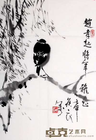 侯一民 花鸟 136×70 cm
